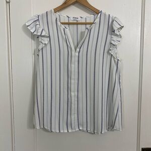 Workshop Republic Clothing Ruffled Striped Blouse